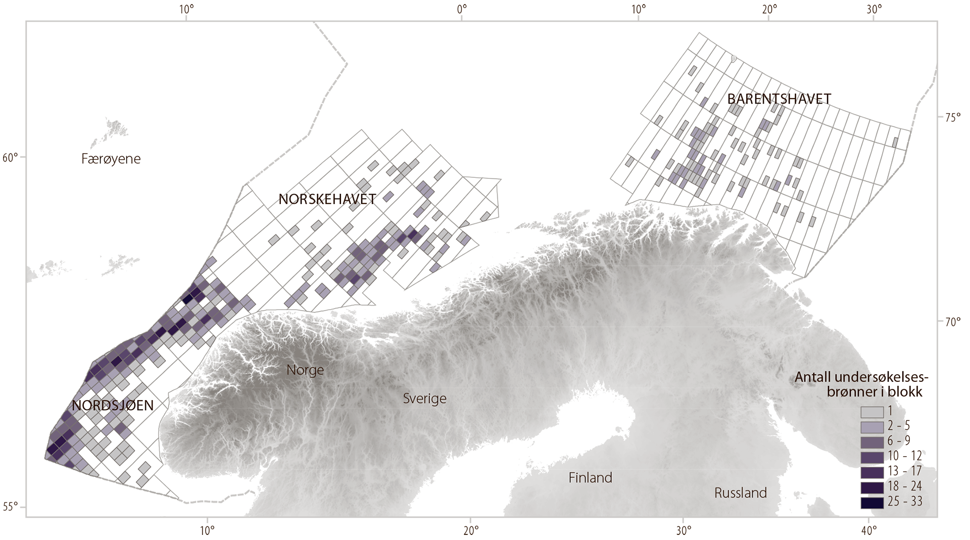 Fig 3.7 Antall undersøkelsesbrønner per blokk