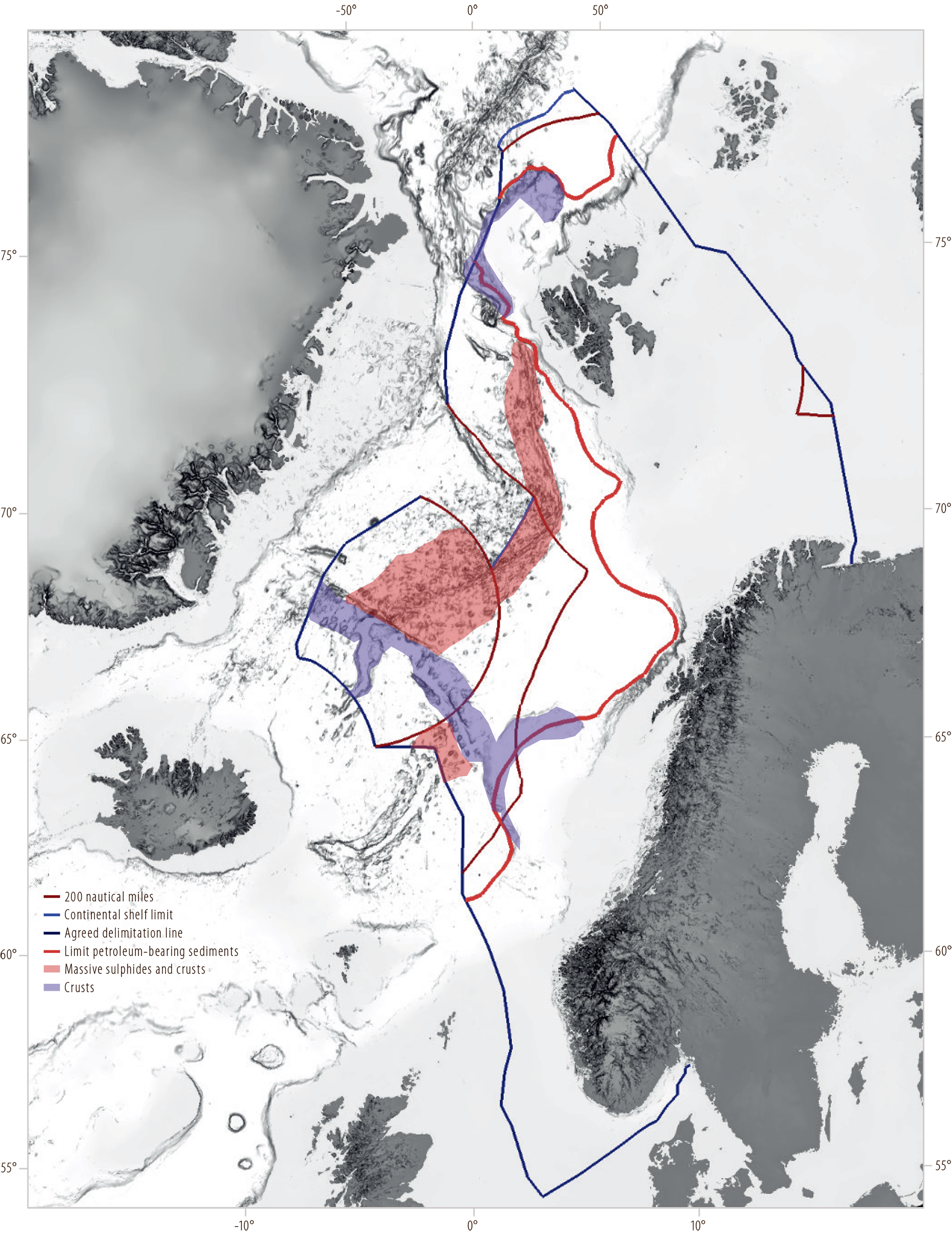 Figure 8.3 Areas of the NCS with possible deposits of seabed minerals.