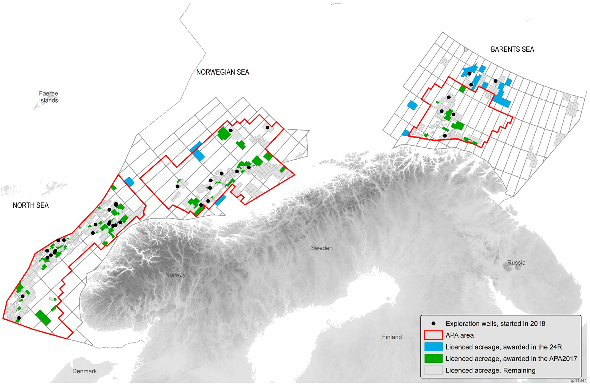 Figure 4-1 Exploration wells and production licences awarded in 2018