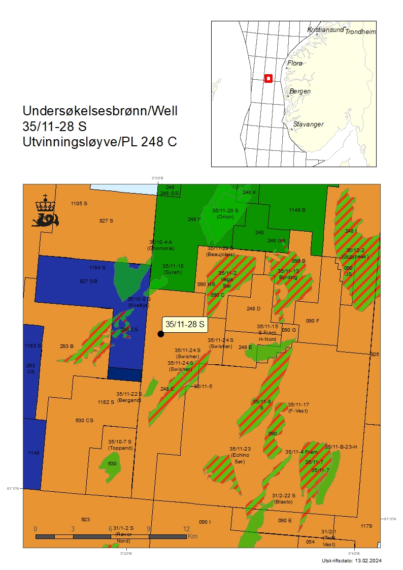 Map showing the location of well 35/11-28 S.