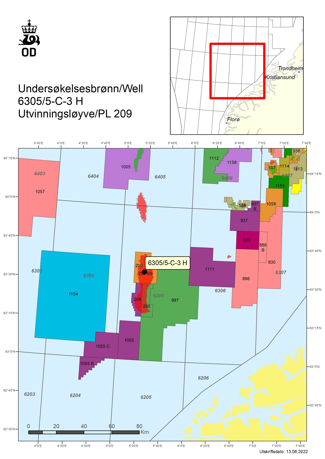 Map showing the location of well 6305/5-C-3 H