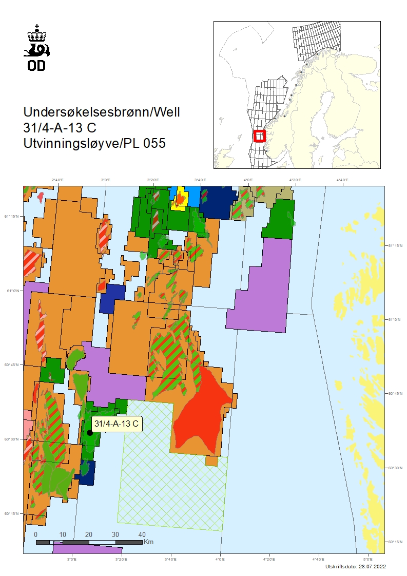 Map showing the location of well 31/4-A-13 C