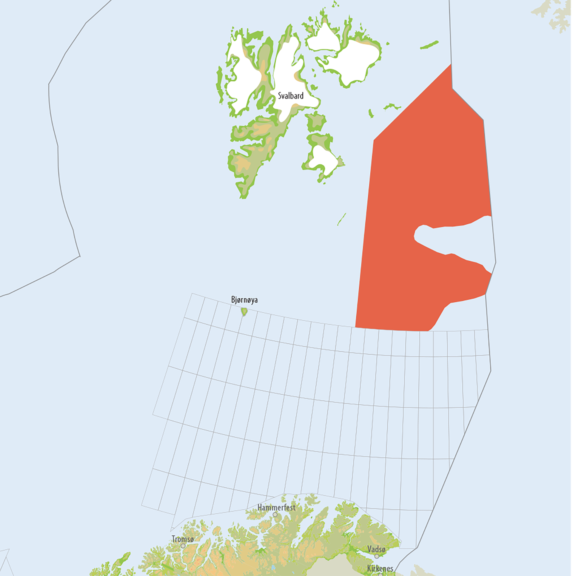 Figur 30. Utbredelse av letemodellen av senkarbon-perm alder i kartlagt del av Barentshavet nord.