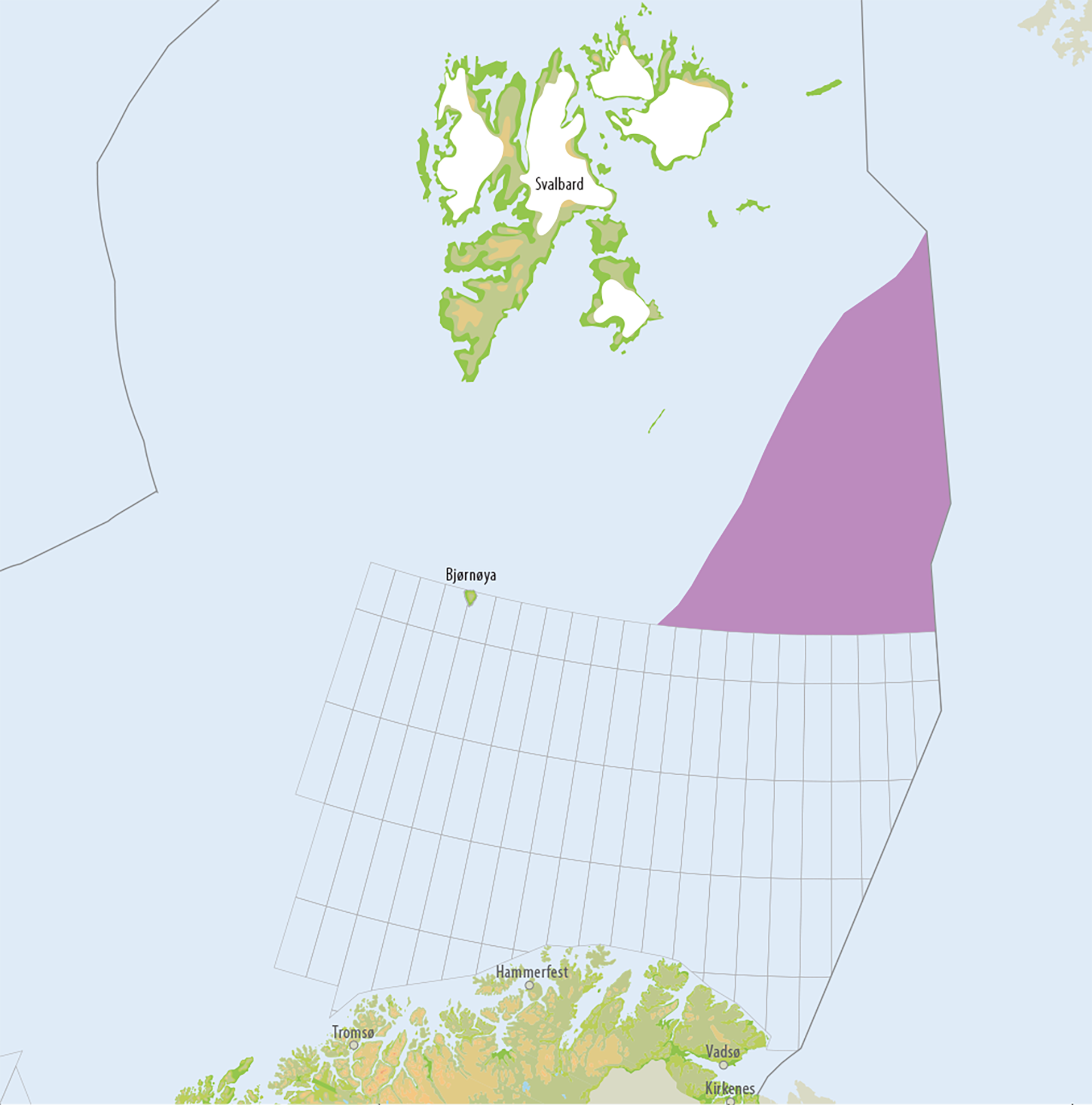 Figur 32. Utbredelse av letemodellen av tidlig –mellomtrias (ladin, anis og olenek) alder i kartlagt del av Barentshavet nord.