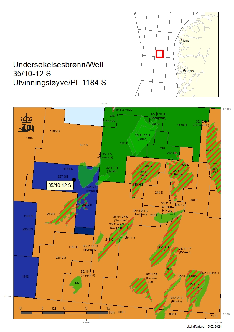 Map showing location of well 35/10-12 S