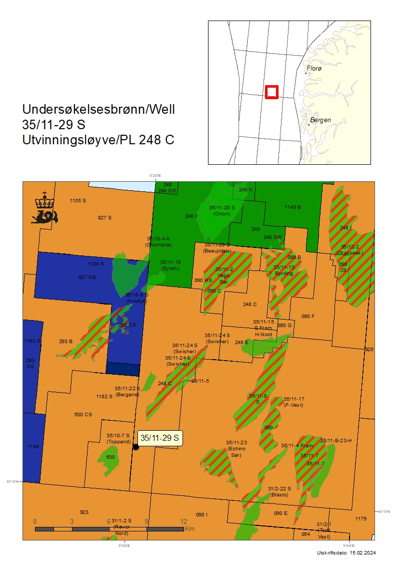 Map showing the location of well 35-11-29 S.