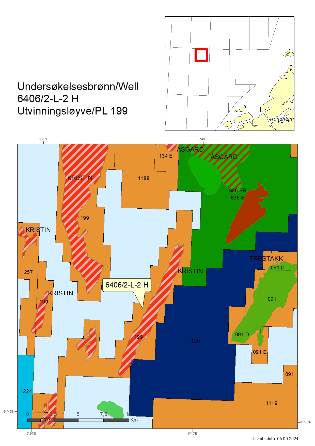 Map showing the location of well 6406/2-L-2 H