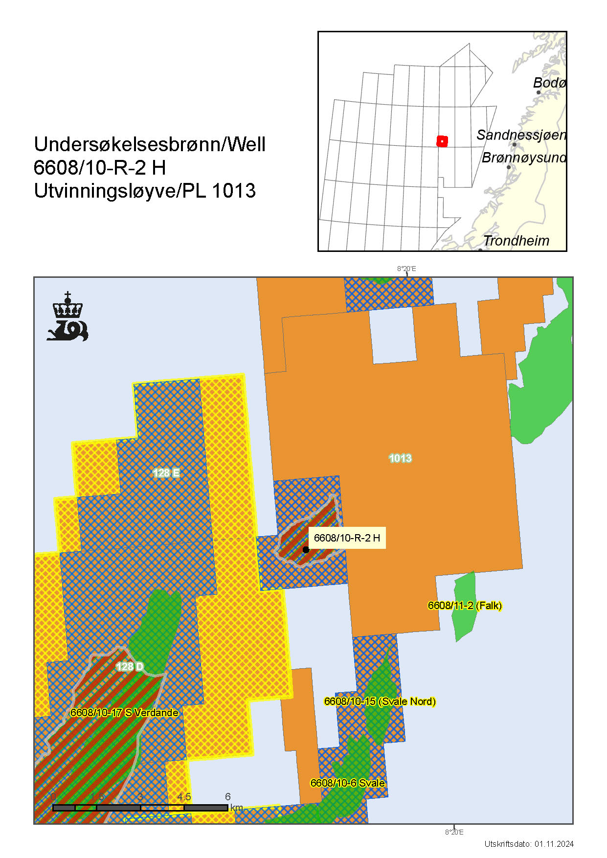 Map showing the location of well 6608/10-R-2-H.