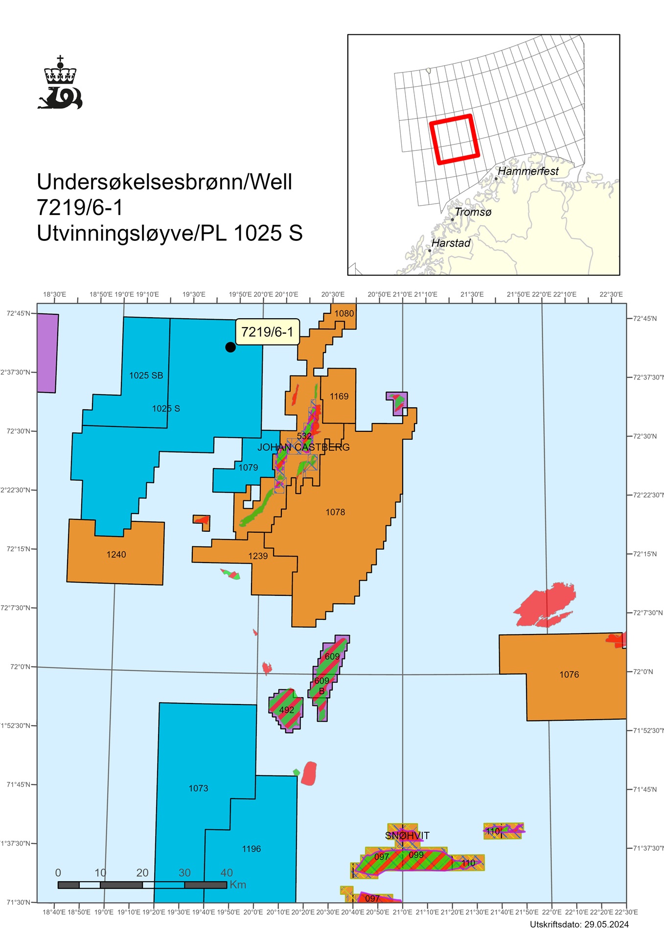 Map showing the location of well 7219/6-1