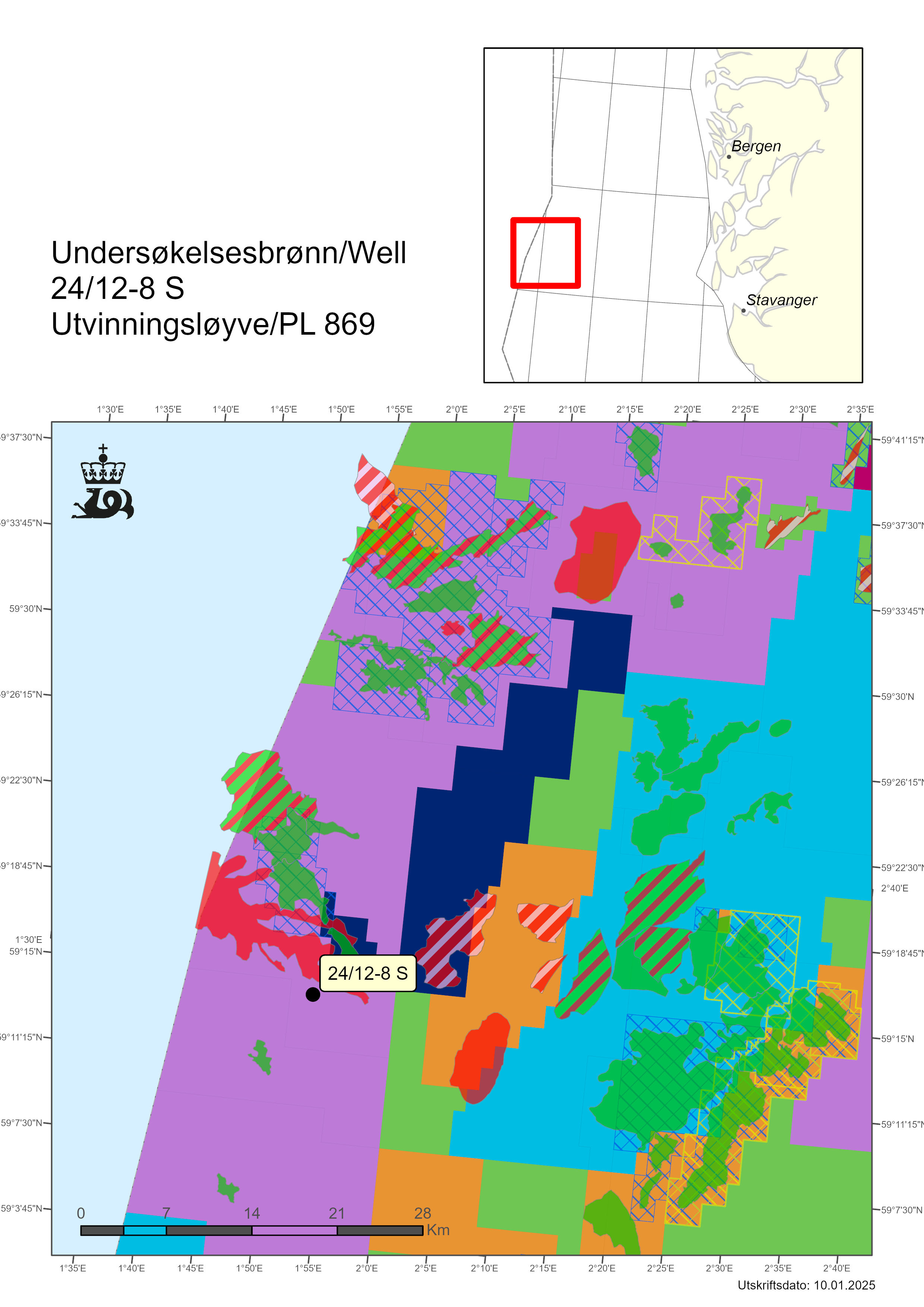 Map of well 24-12-8-S in the North Sea.