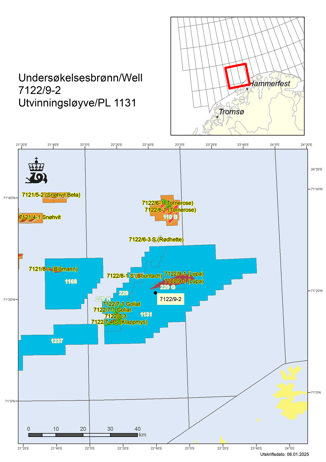 Map showing the location of well 7122/9-2.