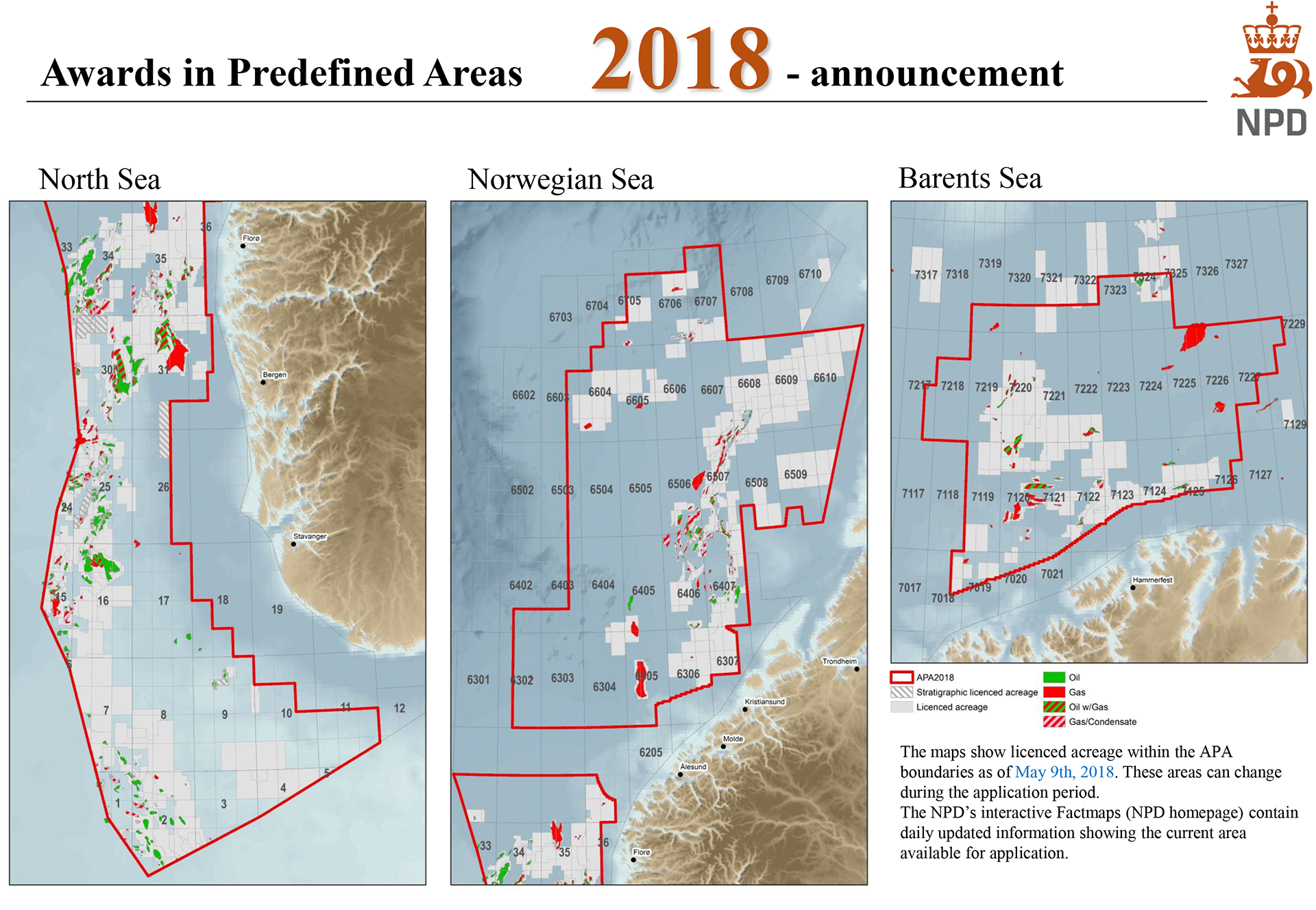 Map showing available acreage within predefined areas at the time of announcement