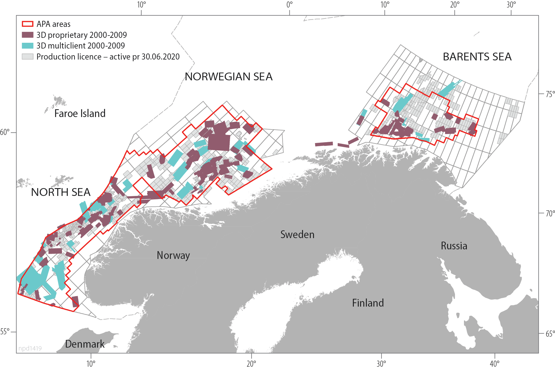 Figure 2.8 3D data acquisition by oil companies (proprietary) and survey companies (for sale or multi-client), 2000-09