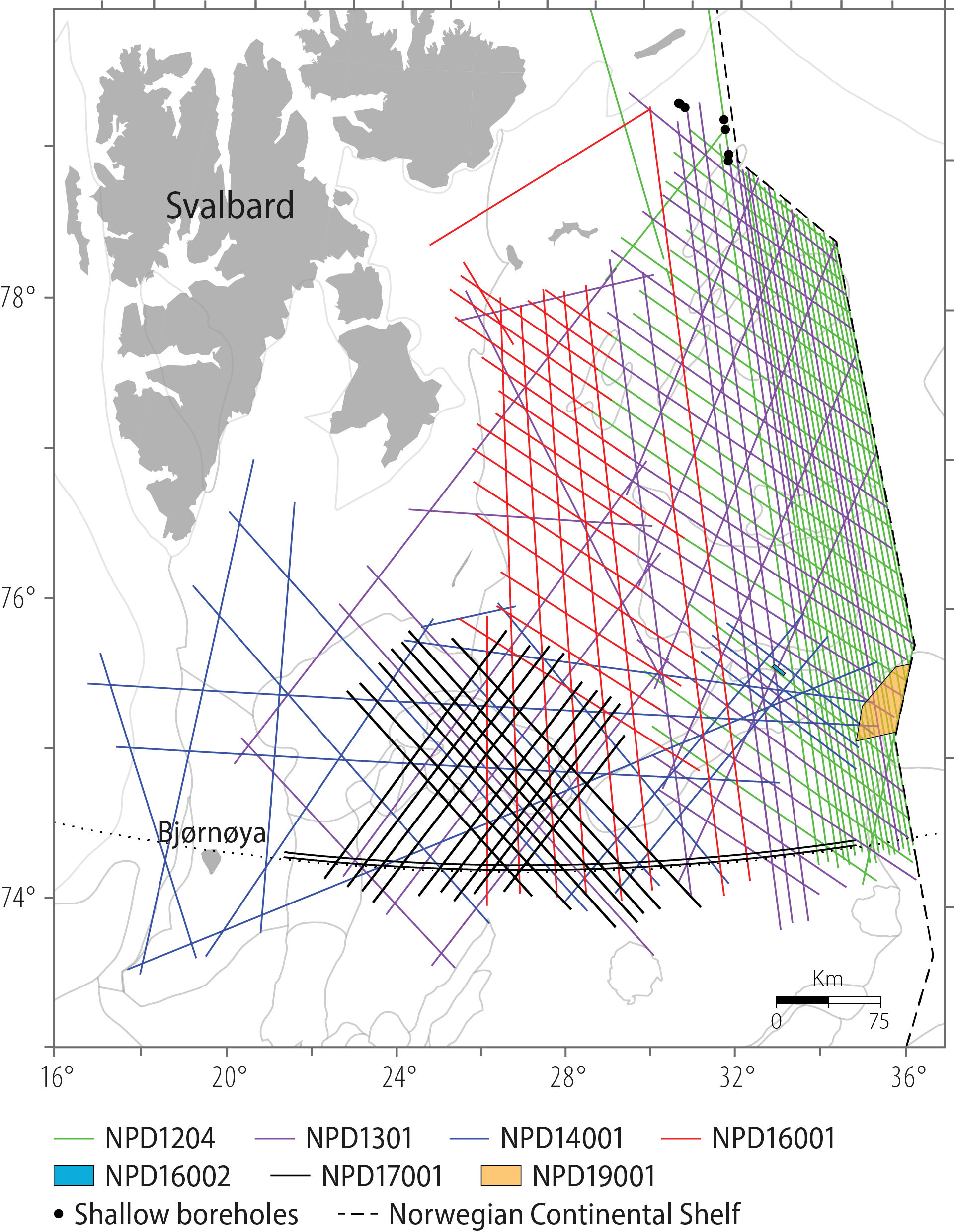 Figure 2.33 NPD data acquisition in Barents Sea North, 2012-19