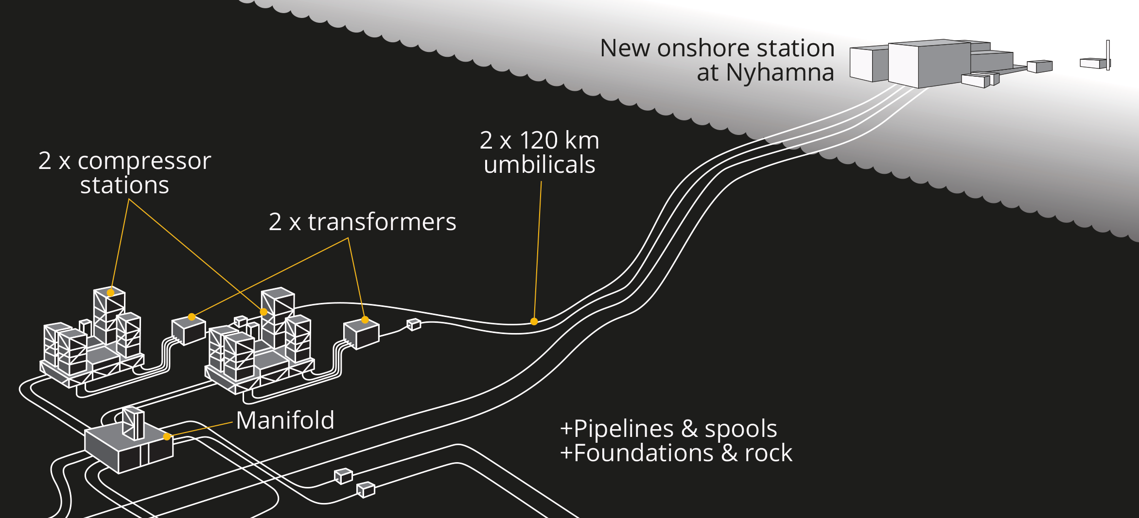 Figure 5.11 Ormen Lange subsea compression (adjusted according to illustration from Shell). 